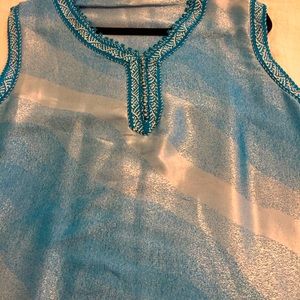 Sleeveless Moroccan caftan maxi dress turquoise